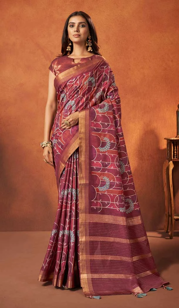 Dazzling Maroon Color Silk Weaving Work Traditional Designer Wear Saree - 7813178402
