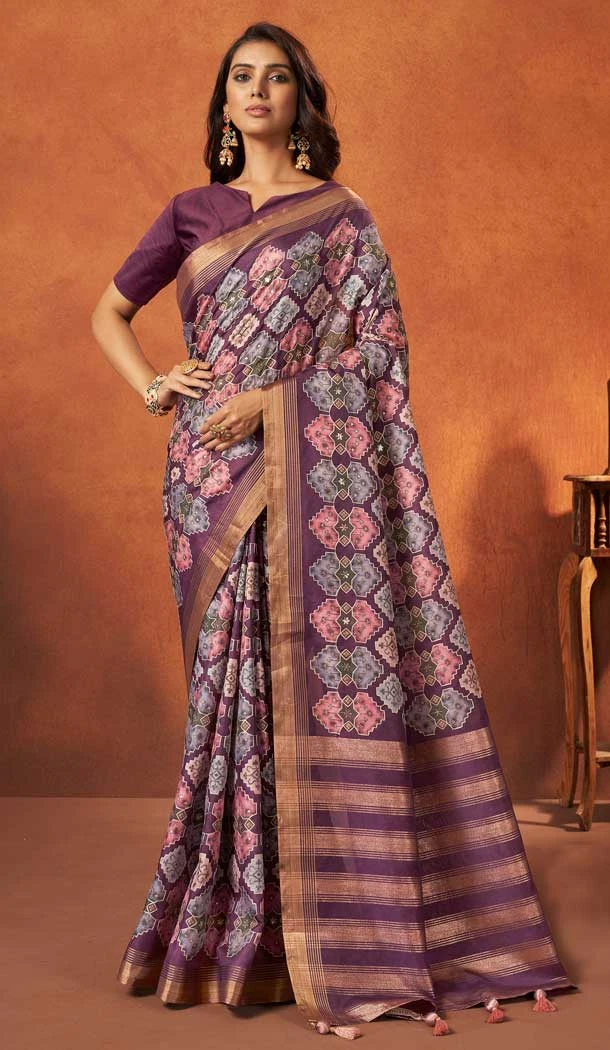 Majesty Purple Color Silk Weaving Work Traditional Designer Wear Saree - 7813178404