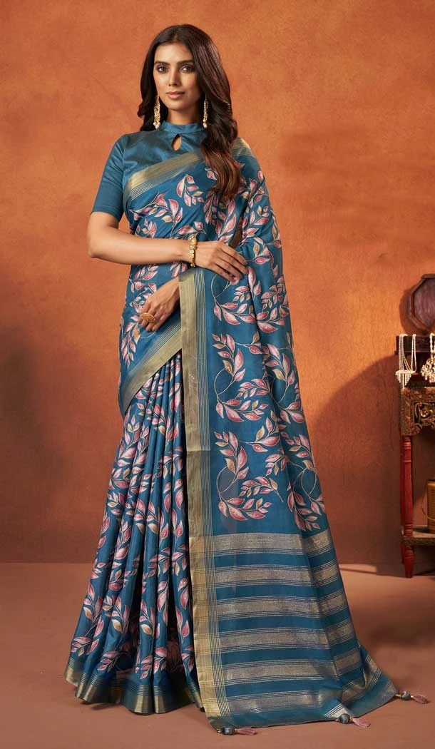 Charming Blue Color Silk Weaving Work Traditional Designer Wear Saree - 7813178405