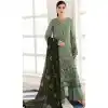 Green Color Faux Georgette Embroidery Work Pakistani Style Palazzo Salwar Kameez - 7822178481