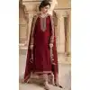 Dola Silk Maroon Embordered Function Wear Pakistani Palazzo Salwar Kameez - 7823178484