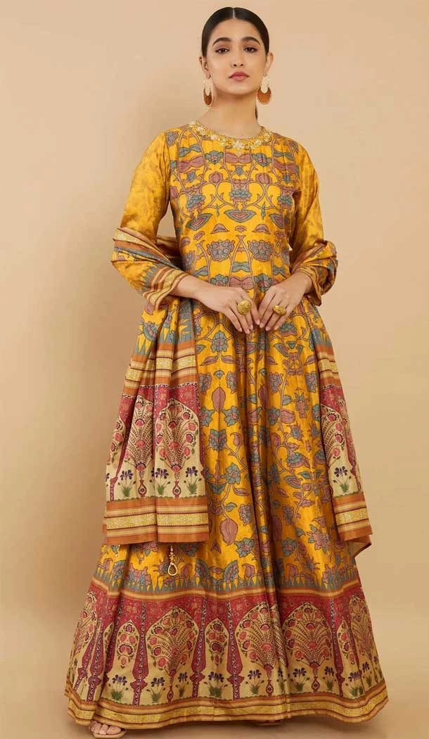 Gorgeous Multi Color Traditional Dola Silk With Digital Print Work Function Wear Anarkali Salwar Suit - 7863178730