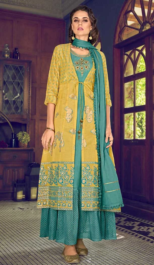 Party Wear Pure Art Silk Embroidered Plus Size Ready To Ship Salwar Kameez In Yellow - 0015001 Party Wear Pure Art Silk Embroidered Plus Size Ready To Ship Salwar Kameez In Yellow - 0015001
