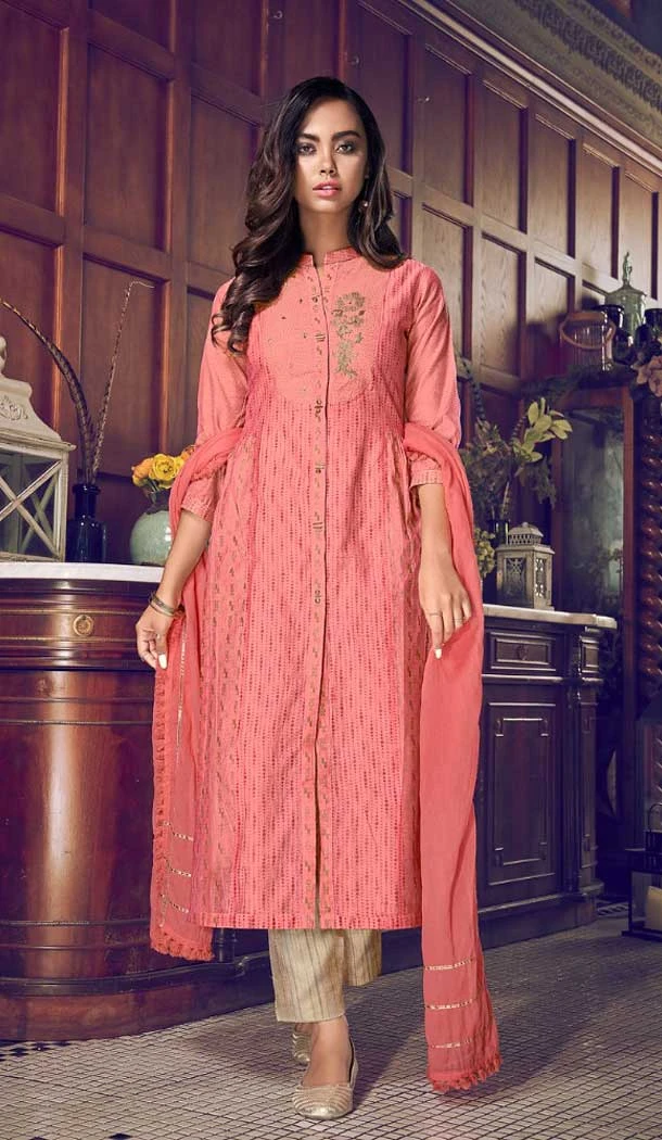 Party Wear Pure Art Silk Embroidered Plus Size Ready To Ship Salwar Kameez In Pink - 0015006
