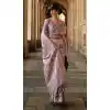 Party Wear Light Purple Color Weaving Silk Designer Saree With Gota Zari Work - 7850178641