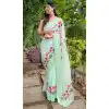 Pista Georgette Thread Embroidered Party Wear Designer Saree - 7878178840