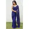 Fancy Georgette With Embroidery Sequence Work Party Wear Saree In Dark Blue - 7879178841