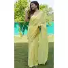 Fancy Georgette With Embroidery Sequence Work Party Wear Saree In Light Yellow - 7879178843