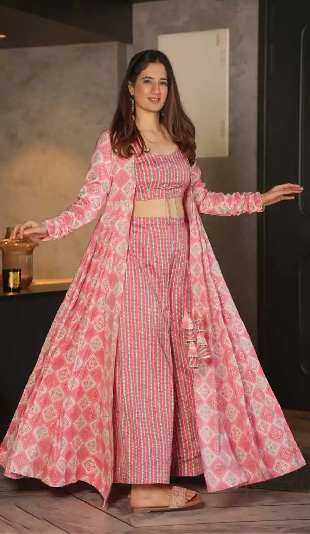 Pink Designer Faux Georgette Embroidered Festival Wear Palazzo Salwar Suit - 7841178594