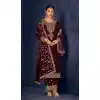 Wedding Wear Maroon Color Velvet With Embroidery Work Palazzo Salwar Kameez - 7946179235