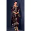 Wedding Wear Purple Color Velvet With Embroidery Work Palazzo Salwar Kameez - 7946179237