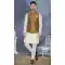 Wedding Wear Cream Resham And Zari Work Art Silk Designer Men's Kurta Pajama With Jacket - 7950179267