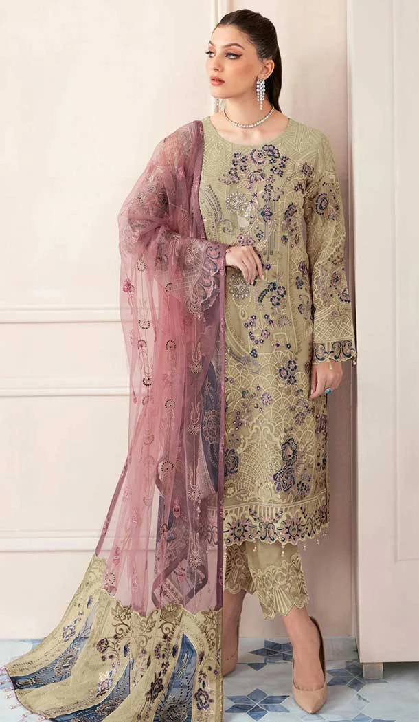 Designer Yellow Embroidery Work Faux Georgette  Party Wear Salwar Kameez  - 7934179106
