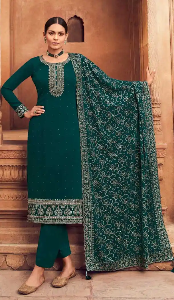 Rama Faux Georgette Embroidery Work Evening Party Wear Palazzo Salwar Suit - 7935179114