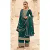 Teal Green Premium Silk Embroidery Work Traditional Function Wear Designer Palazzo Salwar Kameez - 7967179399