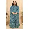 Green Print Work Festival Wear Designer Readymade Rayon Gown - 7984179534