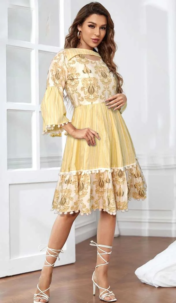 Poly Rayon With Digital Print Work Casual Wear Readymade Short Kurti In Light Yellow - 7997179638
