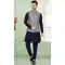 Navy Blue Art Silk Mirror And Resham Work Readymade Men's Wear Kurta Pajama With Jacket - 8004179695