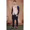 Art Silk Navy Blue Woven Work Readymade Men's Wear Kurta Pajama With Jacket - 8004179700
