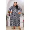 Designer Rayon Navy Blue Print Work Casual Wear Readymade Gown - 8005179705