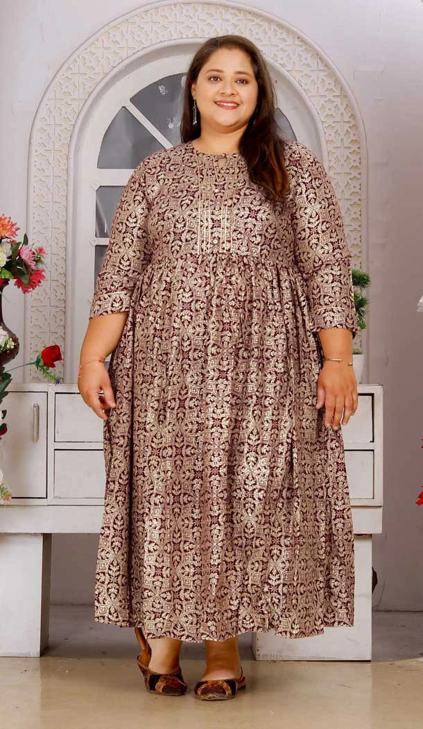 Festival Wear Rayon With Printed Work Designer Readymade Gown In Maroon - 8006179707