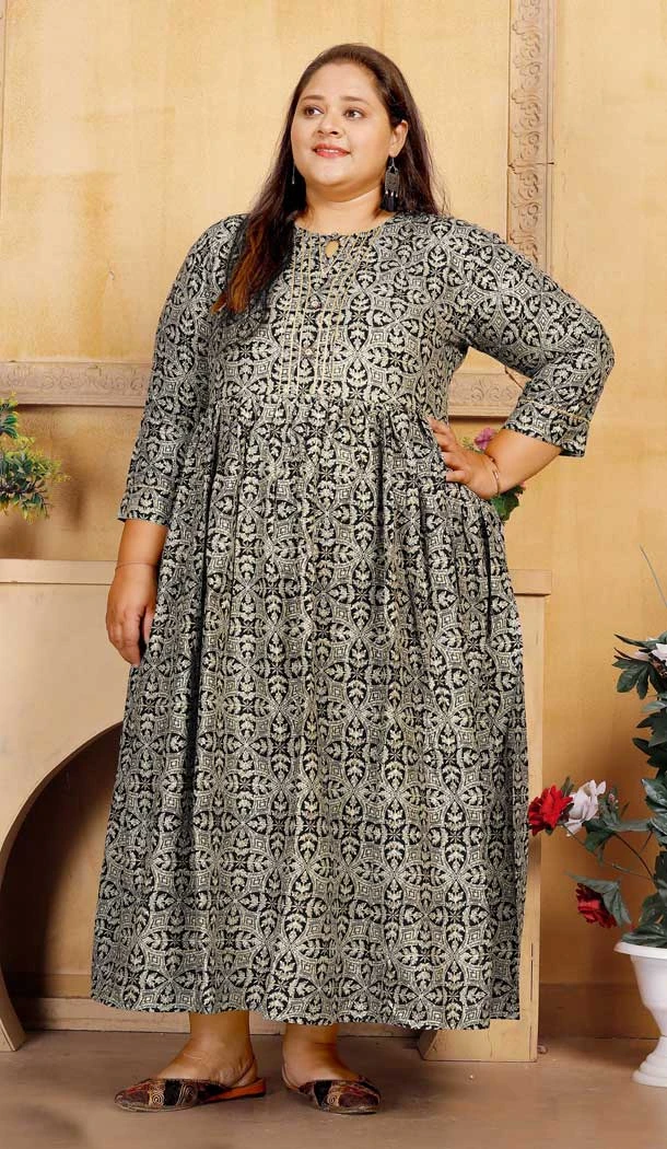 Festival Wear Rayon With Printed Work Designer Readymade Gown In Black - 8006179709