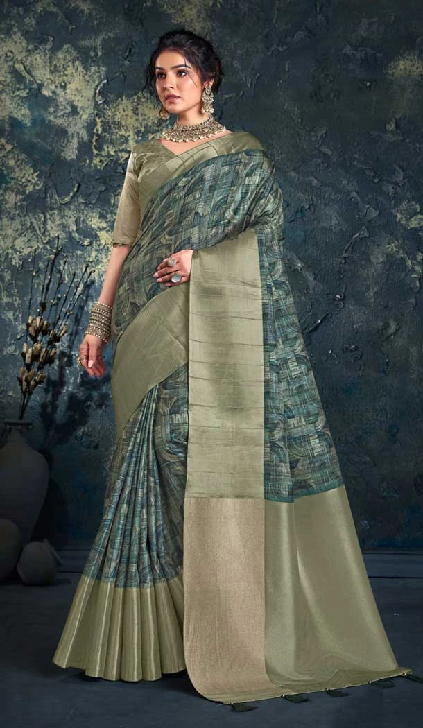 Chhapa Silk With Print Work Traditional Party Wear Saree In Multi Color - 8009179731