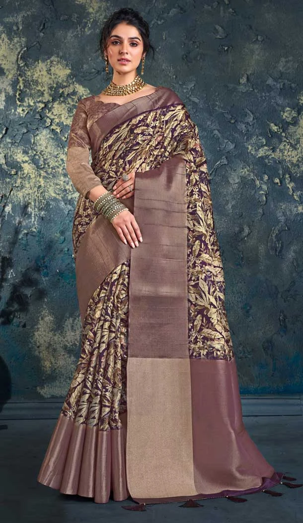 Multi Color Chhapa Silk With Print Work Traditional Party Wear Saree - 8009179736