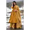 Pure Muslin Yellow Digital Print Work Designer Wear Palazzo Salwar Kameez - 8011179751