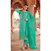 Hand Work Dola Jacquard Mint Color Party Wear Heavy Salwar Kameez - 8012179756