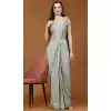 Imported Embroidery Sequins Work Designer Party Wear Readymade Saree In Grey - 8027179821
