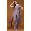 Imported Embroidery Sequins Work Designer Party Wear Readymade Saree In Purple - 8027179824