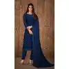 Adorable Navy Blue Silk Georgette With Diamond Work Party Wear Salwar Kameez - 8037179891