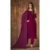 Fancy Wine Color Silk Georgette With Diamond Work Party Wear Salwar Kameez - 8037179892