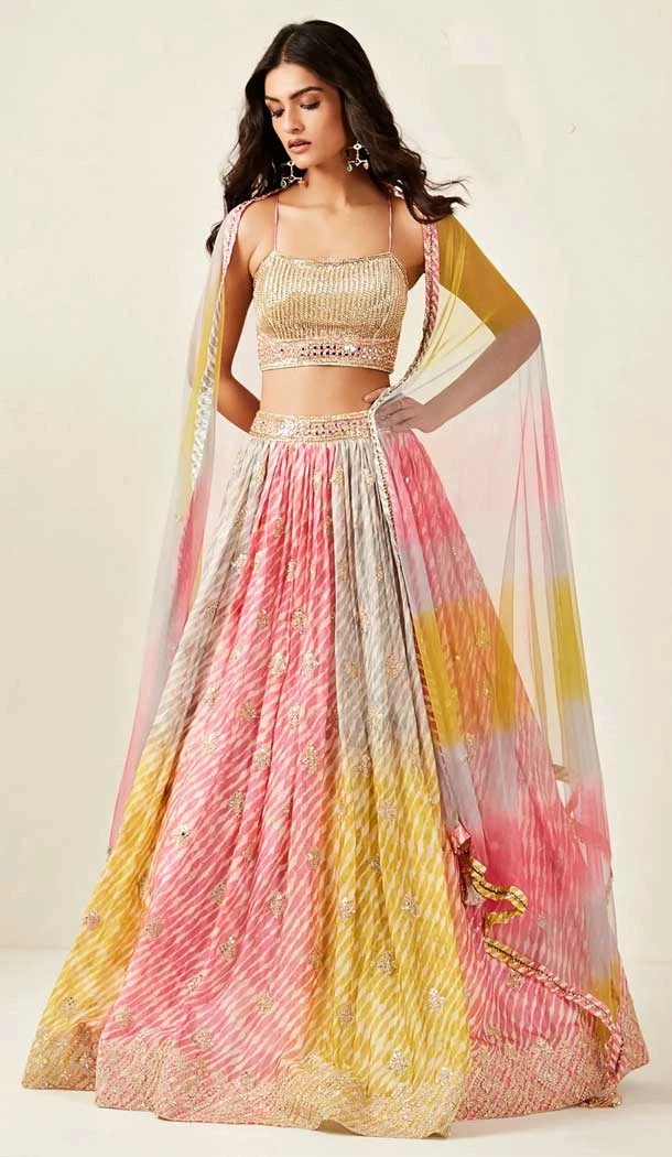 Multi Color Readymade Designer Dola Silk Embroidery Mirror Work Lehenga Choli - 8051180000