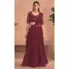 Maroon Silk Georgette With Embroidery Work Designer Party Wear Saree - 8052180002
