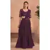 Wine Silk Georgette With Embroidery Work Designer Party Wear Saree - 8052180004