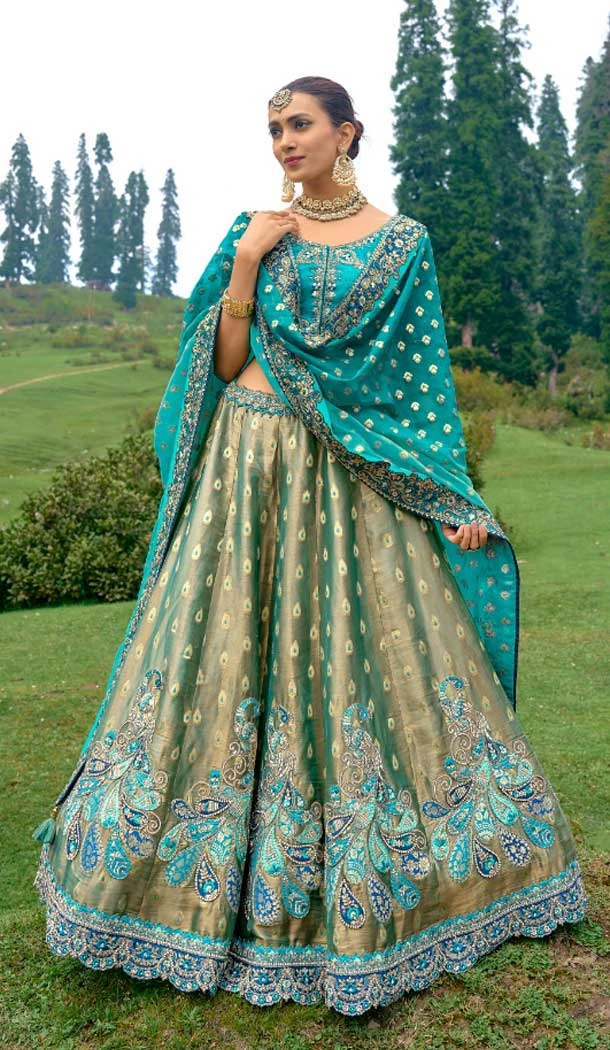 Fancy Silk Multi Color Embroidery Work Designer Wedding Wear Lehenga Choli - 8063180076
