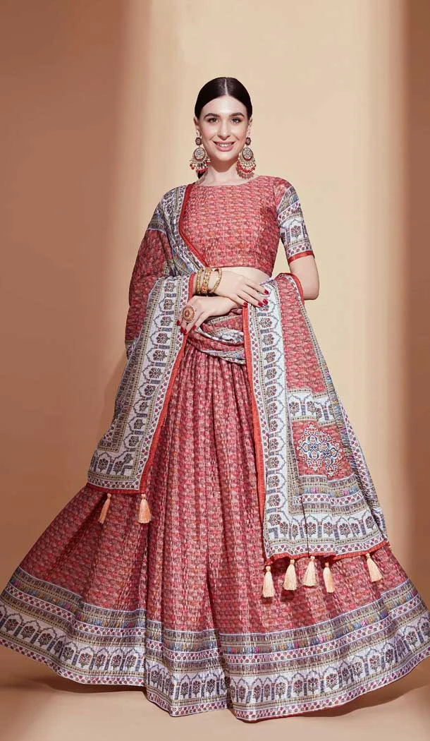 Chinon With Digital Print Work Heavy Designer Lehenga Choli In Multi Color - 8073180162
