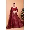 Designer Tabby Silk Cherry Red Color Sequence Embroidery Work Party Wear Lehenga Choli  - 8075180175