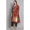 Silk Blend With Embroidery Work Designer Casual Wear Readymade Salwar Suit In Black - 8077180181