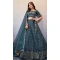 Sequins Work In Butterfly Net Teal Blue Color Mehendi and Sangeet Ceremony Lehenga Choli - 8090180278