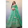 Captivating Sky Rama Butterfly Net Sequins Work Sangeet Wear Lehenga Choli - 8092180287