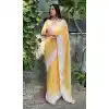 Festival Party Wear Embroidery Work Organza Saree In Yellow - 8098180304