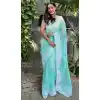 Festival Party Wear Embroidery Work Organza Saree In Sky Blue - 8098180305