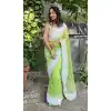 Festival Party Wear Embroidery Work Organza Saree In Green - 8098180308