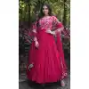 Readymade Pink Viscose Embroidery Work Party Wear Gown With Dupatta - 8101180358