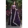 Readymade Wine Viscose Embroidery Work Party Wear Gown With Dupatta - 8101180359
