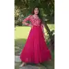 Pink Designer Jacquard Work Readymade Function Wear Gown - 8102180361