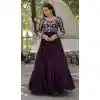 Wine Designer Jacquard Work Readymade Function Wear Gown - 8102180362
